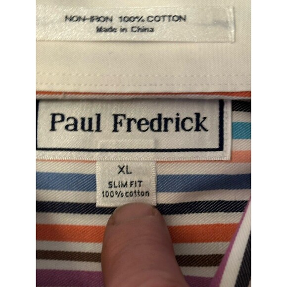 Paul Fredrick Slim Fit L/S Dress Shirt 100% Cotton Multicolor Men’s Size XL - Picture 3 of 8